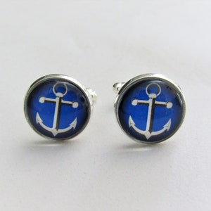 Nautical Blue Anchor Cufflinks, Groomsmen, Nautical Wedding Jewelry, Gift For Him, Formalwear