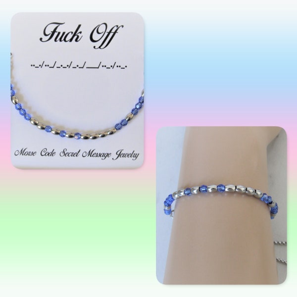 F*ck Off Morse Code Birthstone Adjustable Bracelet, Secret Message, F*ck Off Bracelet, F*ck Off Jewelry, Funny