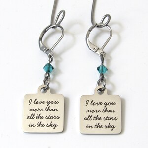 I Love You More than all the Stars in the Sky Earrings with Birthstone, Daughter Jewelry, Birthday Gift Daughter, Daughter Earrings