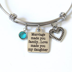 Marriage Made You Family Love Made You My Daughter Bracelet, Daughter in Law Gift, Stepdaughter Bracelet, Jewelry Daughter in Law