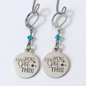 You Got This Earrings with Birthstone, Motivational Jewelry, Gift for Daughter, Encouragement Jewelry, Gift for Friend