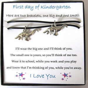 First Day of Kindergarten Bracelet, Mommy and Me, Daddy and Me Back to School Bracelets, Matching Adjustable Bracelets, Dinosaur Bracelet