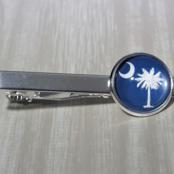 Blue Palmetto Moon Tie Clip, Groomsman Jewelry, Formalwear, South Carolina, Charleston, Myrtle Beach Wedding