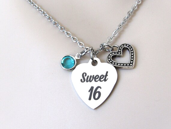 Sweet 16 Necklace With Birthstone Sweet 16 Necklace Sweet 16