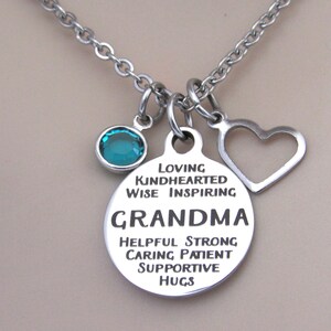 Grandma Necklace with Heart Charm and Birthstone, Gift for Grandma, Grandma Keepsake, Grandma Jewelry, Grandma Necklace, Grandma Birthday