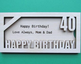 Personalized 40th Birthday Money Holder – Custom Message Cash Holder
