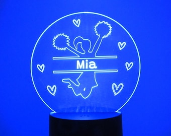 Personalized Cheerleader Night Light, LED Color Changing Desk Lamp