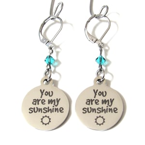 You Are My Sunshine Earrings with Birthstone, Daughter Jewelry, Gift for Daughter, Sunshine Earrings, Daughter Birthday