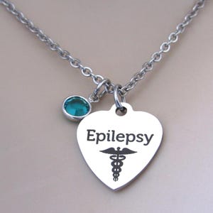 Epilepsy Medical Necklace with Birthstone, Epilepsy Medical Awareness, Epilepsy Necklace, Medical Alert Jewelry, Gift for Mom Friend Wife
