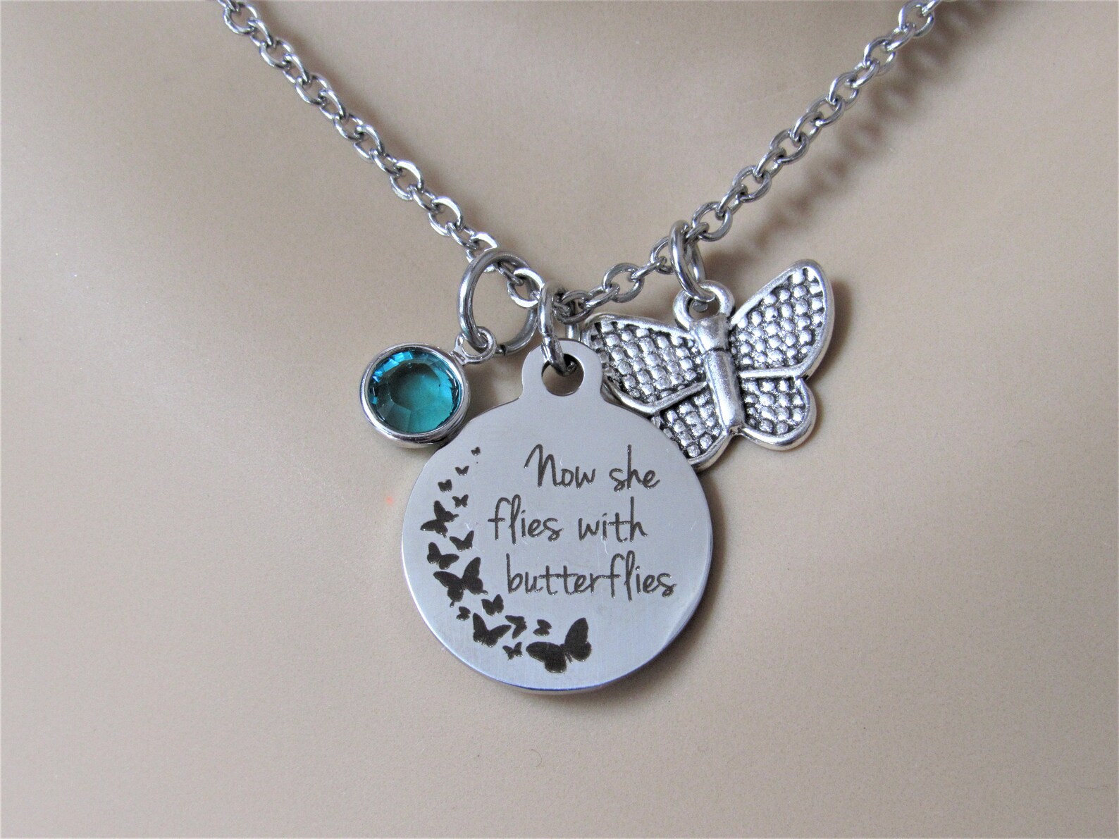 Now She Flies With Butterflies Necklace With Butterfly Charm - Etsy