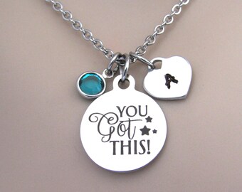 Personalized "You Got This" Necklace, Initial Heart, Motivational Personalized Jewelry, Encouragement