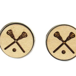 Lacrosse Cufflinks, Lacrosse Jewelry, Mens Cufflinks, Lacrosse Maple Wood Cufflinks, Maple Wood Jewelry, Lacrosse Sticks, Wedding Jewelry