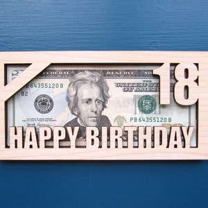 Personalized Birthday Money Holder - Choose Birthday Number - Birthday Cash Money Holder - Custom Message Birthday Card Gift