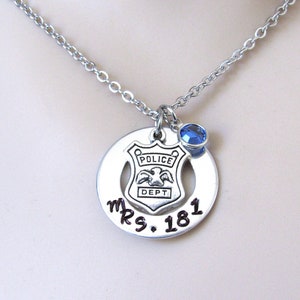 Mrs. Policewoman, Police Wife Necklace with Custom Badge Number, Badge Number Necklace, Wife Daughter Mother Police Jewelry