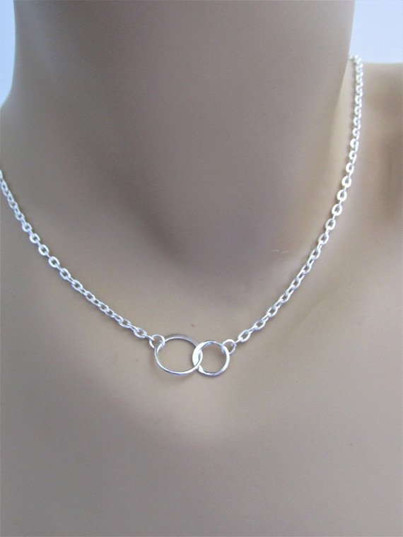 Sterling Silver Infinity Necklace Sister In Law By Chance Friends By Choice Two Connected Eternity Circles