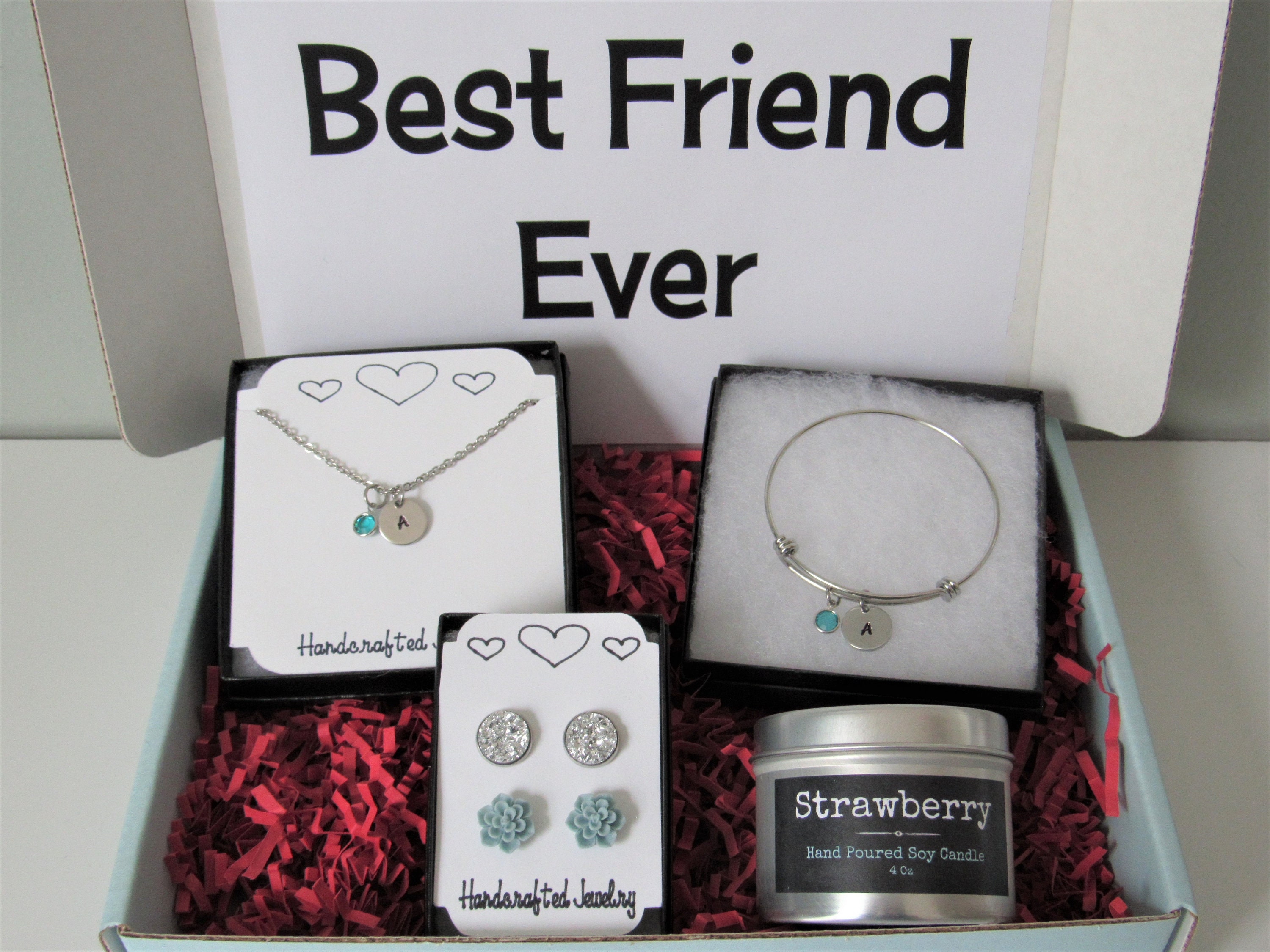 Best Friend Gift Box Personalized Initial Necklace & Etsy