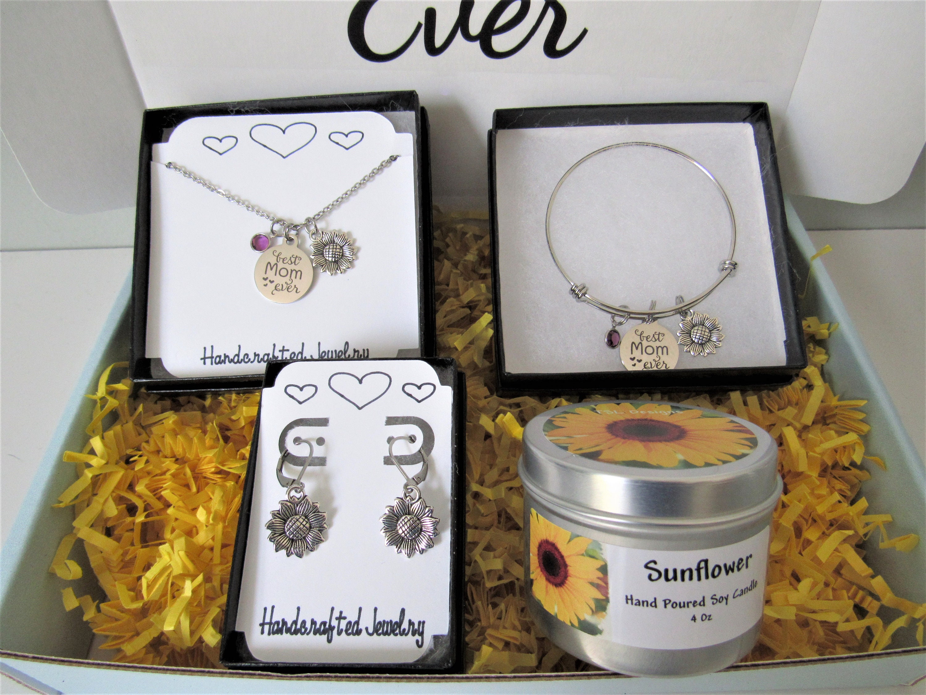 Best Mom Ever Sunflower Gift Box Sunflower Necklace & Etsy