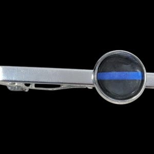Thin Blue Line Tie Clip, Police Officer Gift, Handcrafted Jewelry