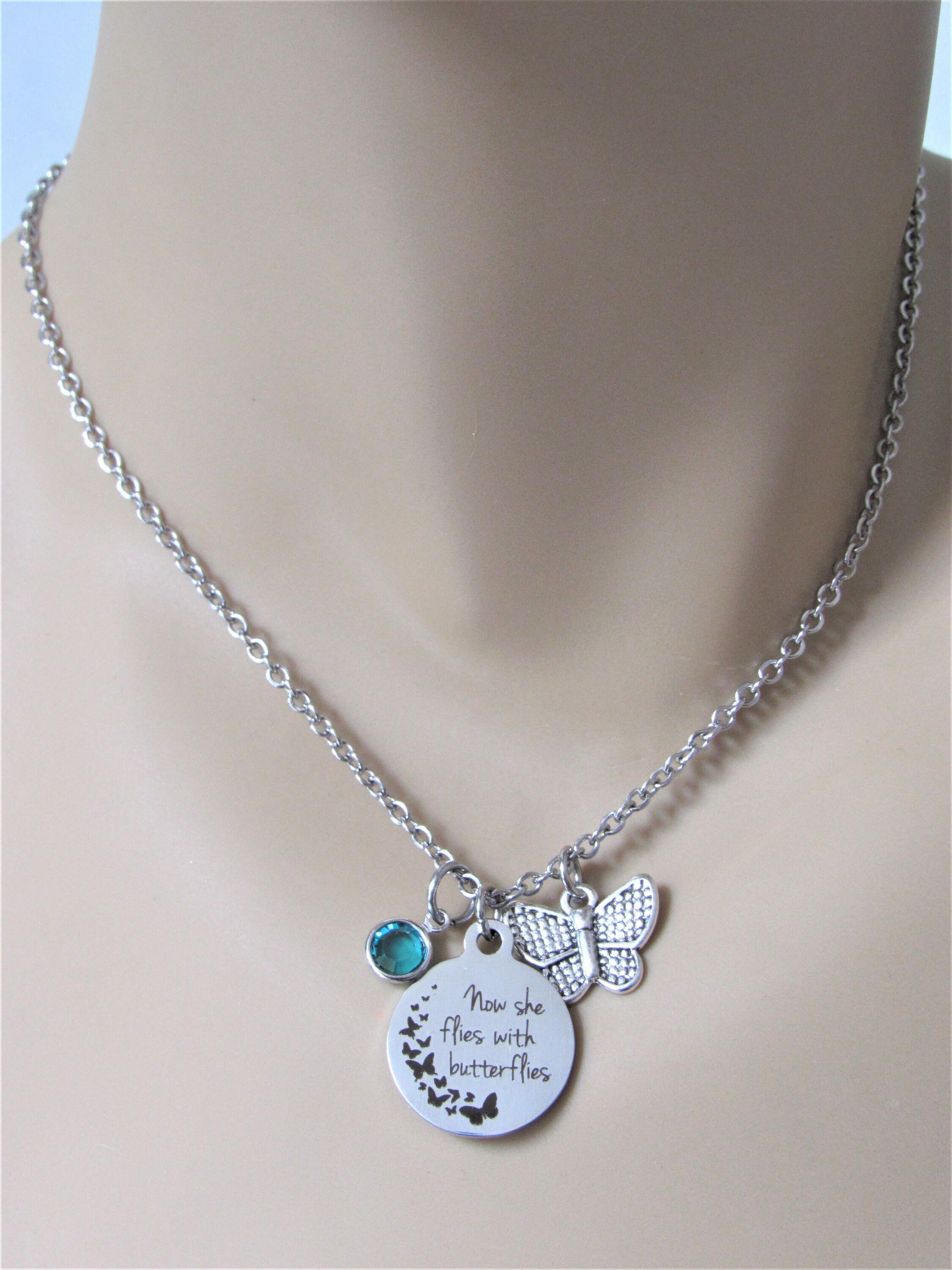 Now She Flies With Butterflies Necklace With Butterfly Charm Etsy