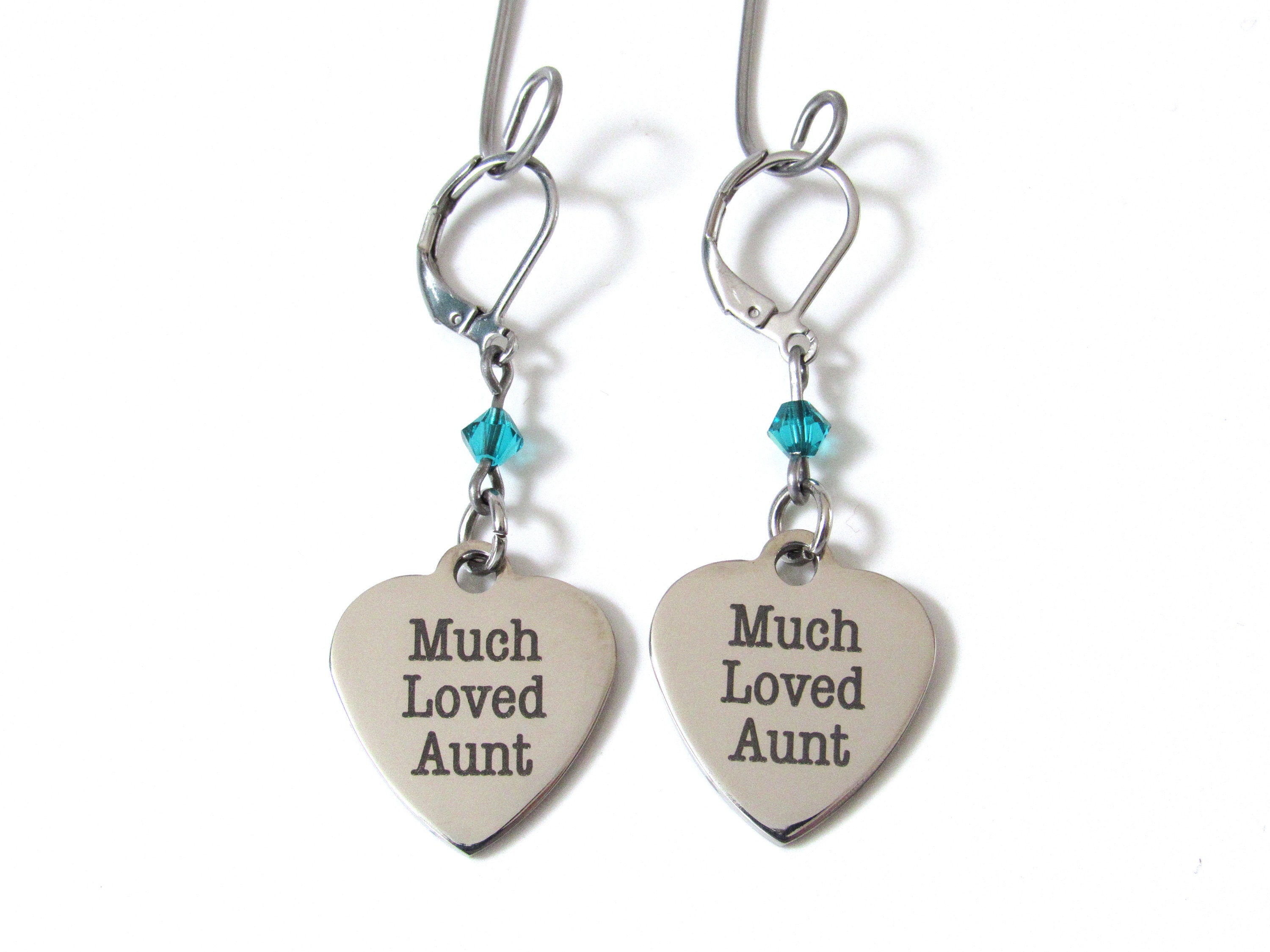 Much Loved Aunt Earrings With Birthstone Aunt Lever Back Earrings Aunt Jewelry Birthday Gift Aunt Gift for Aunt Etsy