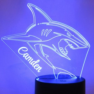 Personalized Shark Nightlight, Shark Bedroom Birthday Gift, Colorful Led with Remote, Shark Light Gift, Bedroom Desk Decor Lamp