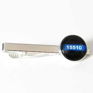 Thin Blue Line Tie Clip with Custom Badge Number, Police Tie Clip, Support Police, Police Thin Blue Line Tie Clip, Birthday Gift Son Husband
