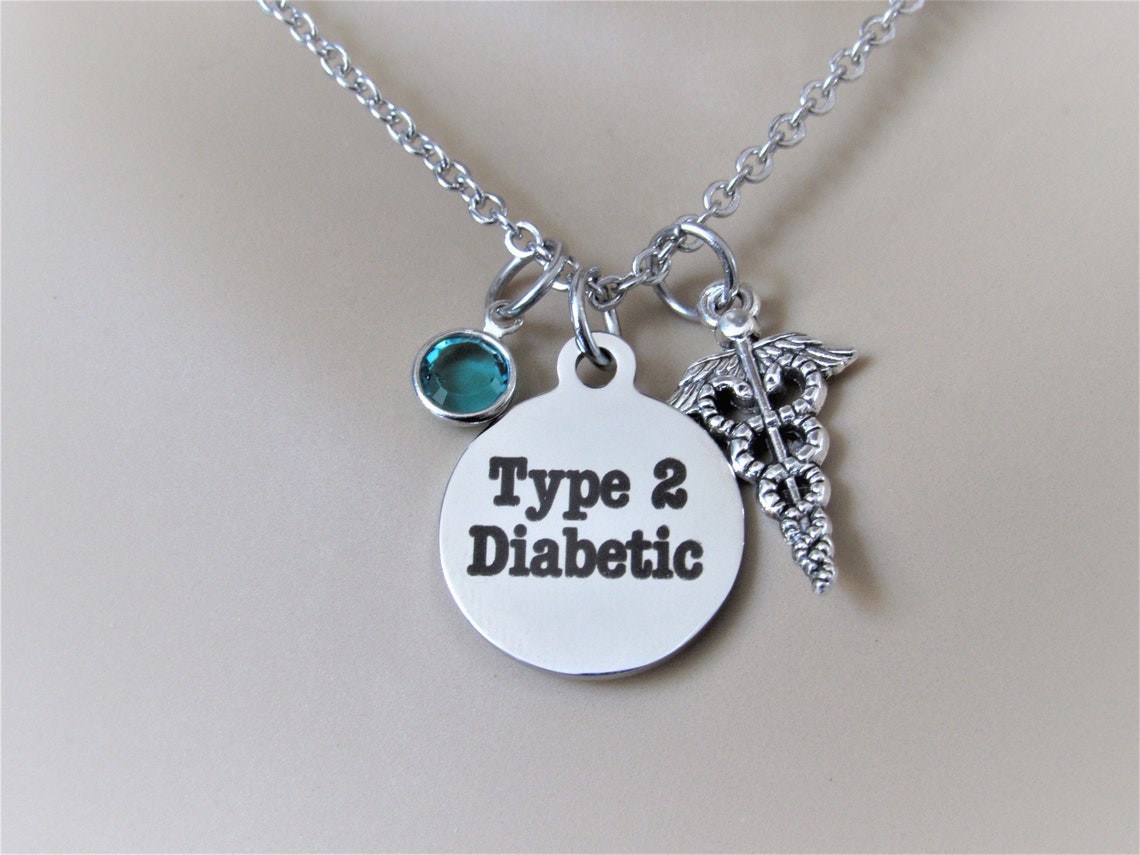 Medical Alert Type 2 Diabetic Necklace W/ Caduceus Charm and Etsy
