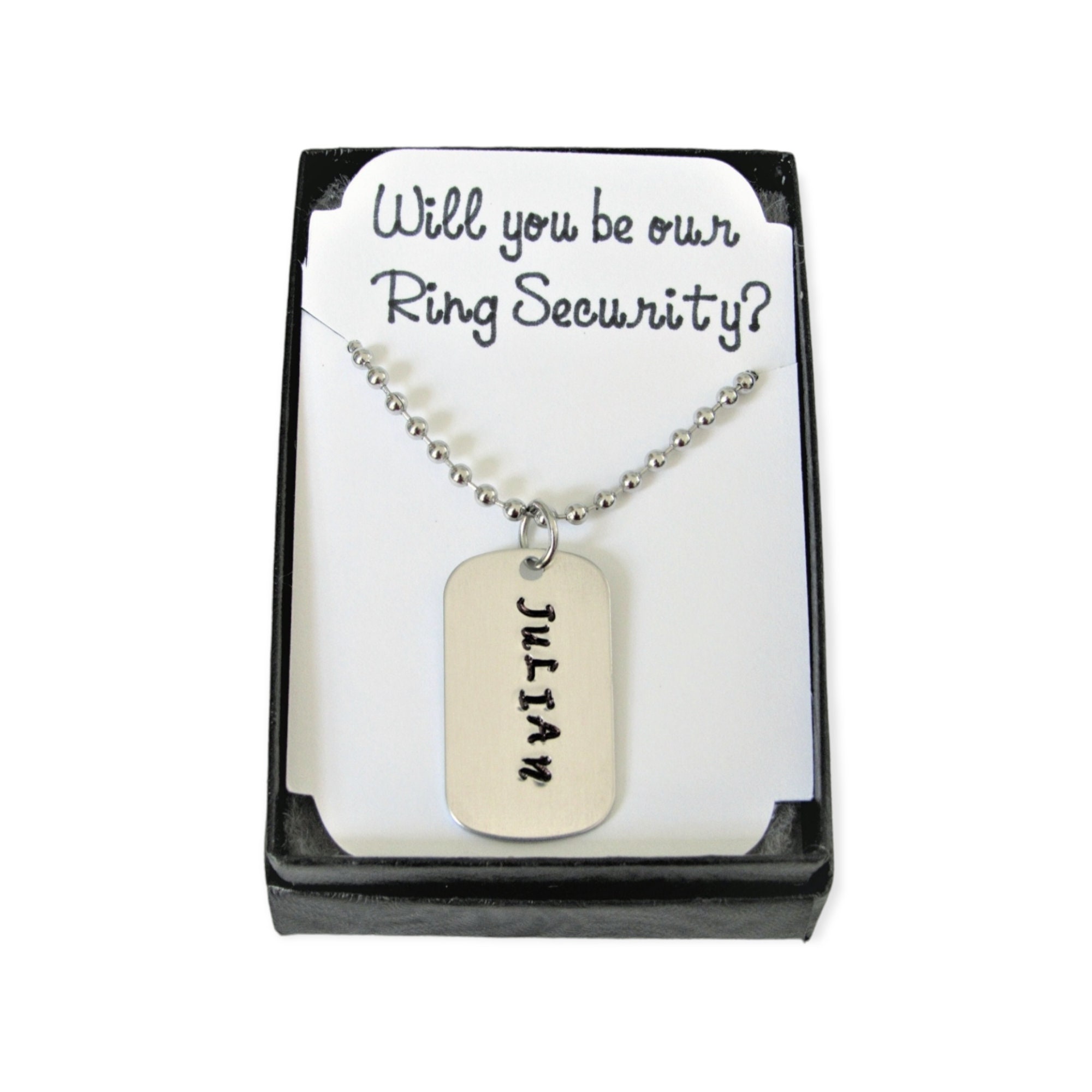 Will You Be Our Ring Security Necklace, Personalized Dog Tag Ring