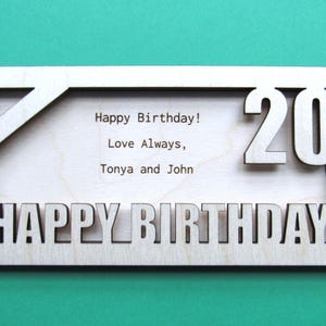 Personalized Birthday Money Holder - Happy 20th Birthday - Birthday Cash Money Holder - Custom Message Birthday Card Gift