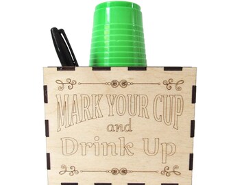 Mark Your Cup and Drink Up, Cup Holder for Parties, Plastic Cup Holder and Marker Holder, Great for Birthday Parties Thanksgiving Christmas