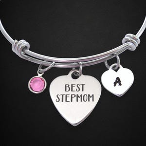 Best Stepmom Bracelet w/ Initial Heart and Birthstone, Gift for  Stepmom, Stepmom Birthday, Stepmom Birthday Jewelry, Best Stepmom