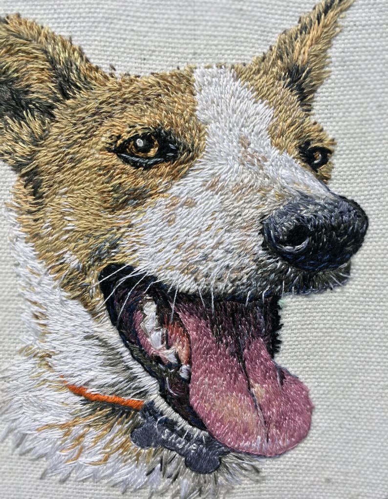 Embroidered embroidery pet portrait custom dog portrait  etsy Embroidered embroidery pet portrait custom dog portrait  etsy