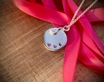 Handmade Sterling Silver Pendant with Pink Sapphires