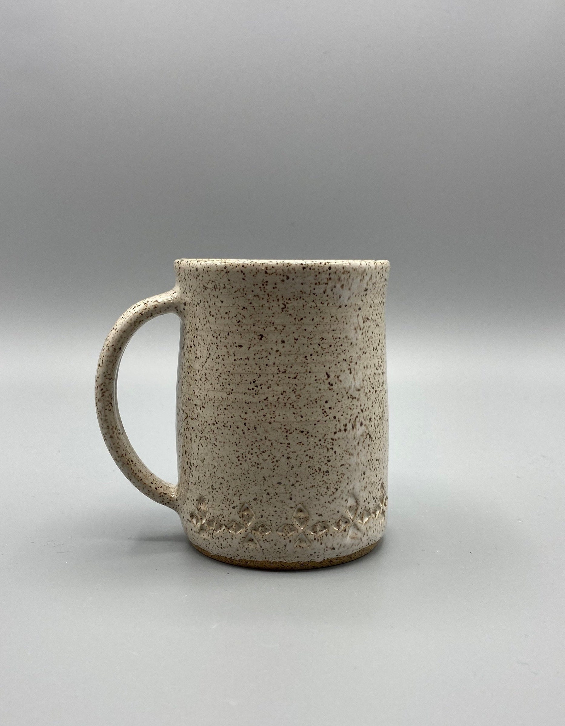 Ceramic Handmade Wheel Thrown Mug Embossed design Single Row | Etsy