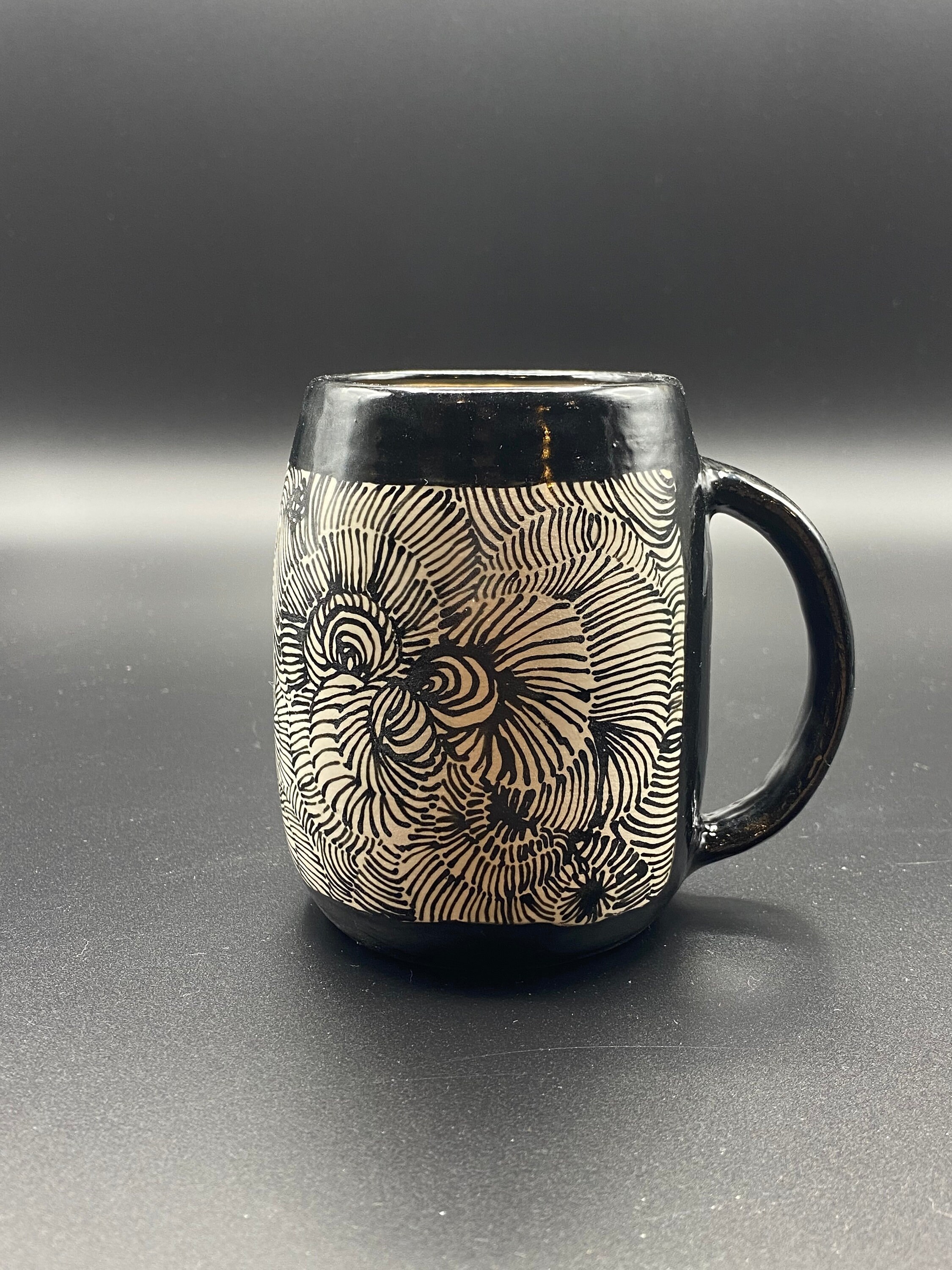 Ceramic Handmade Wheel Thrown Mug with HandDrawn design 12oz Etsy