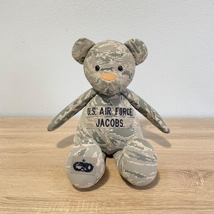 Military Memory Bear, Memory Bear, Uniform Bear, Military Retirement Gifts, Uniform Keepsake, Deployment Gift, DD214, Teddy bear