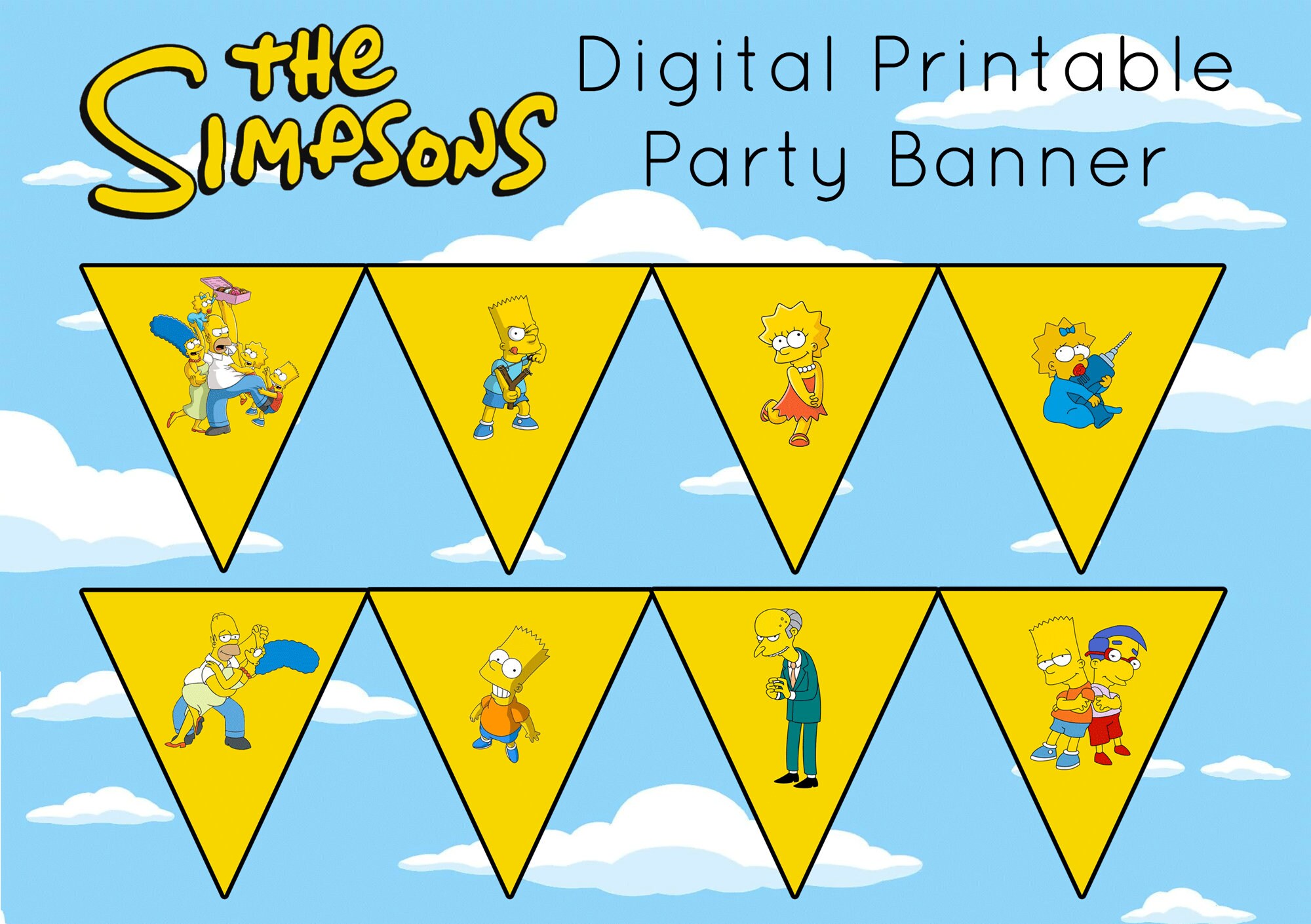The Simpsons Party Birthday Christmas Banner Bunting Lisa Bart Etsy
