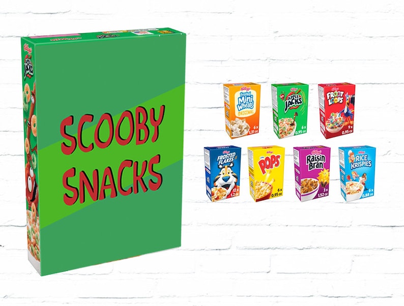 Scooby Snacks Cereal Box and Treat Favor Bags Label Etsy