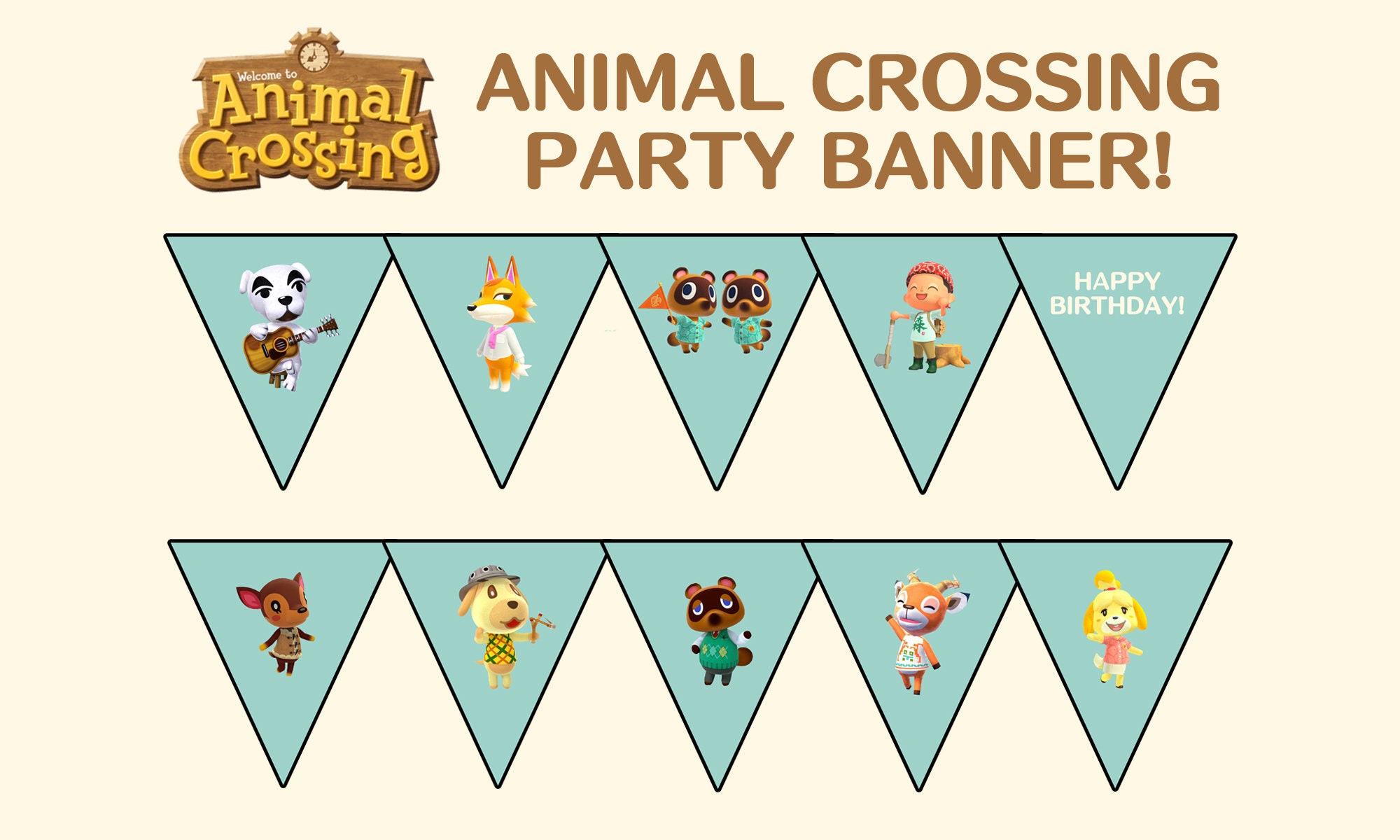 Animal Crossing Christmas Birthday Party Banner Bunting Etsy Animal Crossing Christmas Birthday Party Banner Bunting Etsy