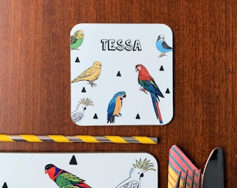 Parrot Coaster - Tropical Bird Coaster -  Vibrant Personalised Gift - Bright Coaster - Parrot Tableware