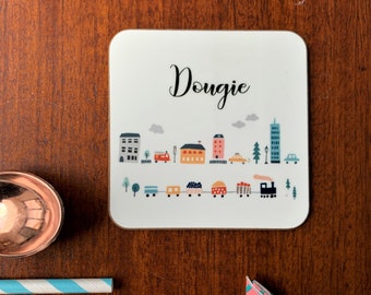 City Scene Coaster - Car Coaster -  Train Personalised Gift - Bright Coaster - Kids Tableware