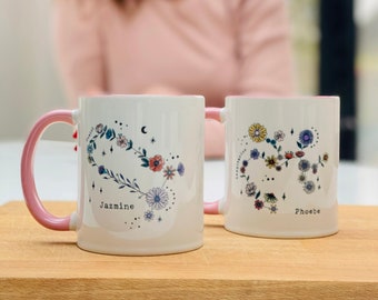 Zodiac Floral Star Constellation Mugs - Best Friend Mug - Birthday Mug - Birth Signs - Star Signs - personalised Mug