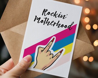 Rockin Motherhood - Mothers day card - Mummy Greeting card - birthday card for mummy - mum - mama
