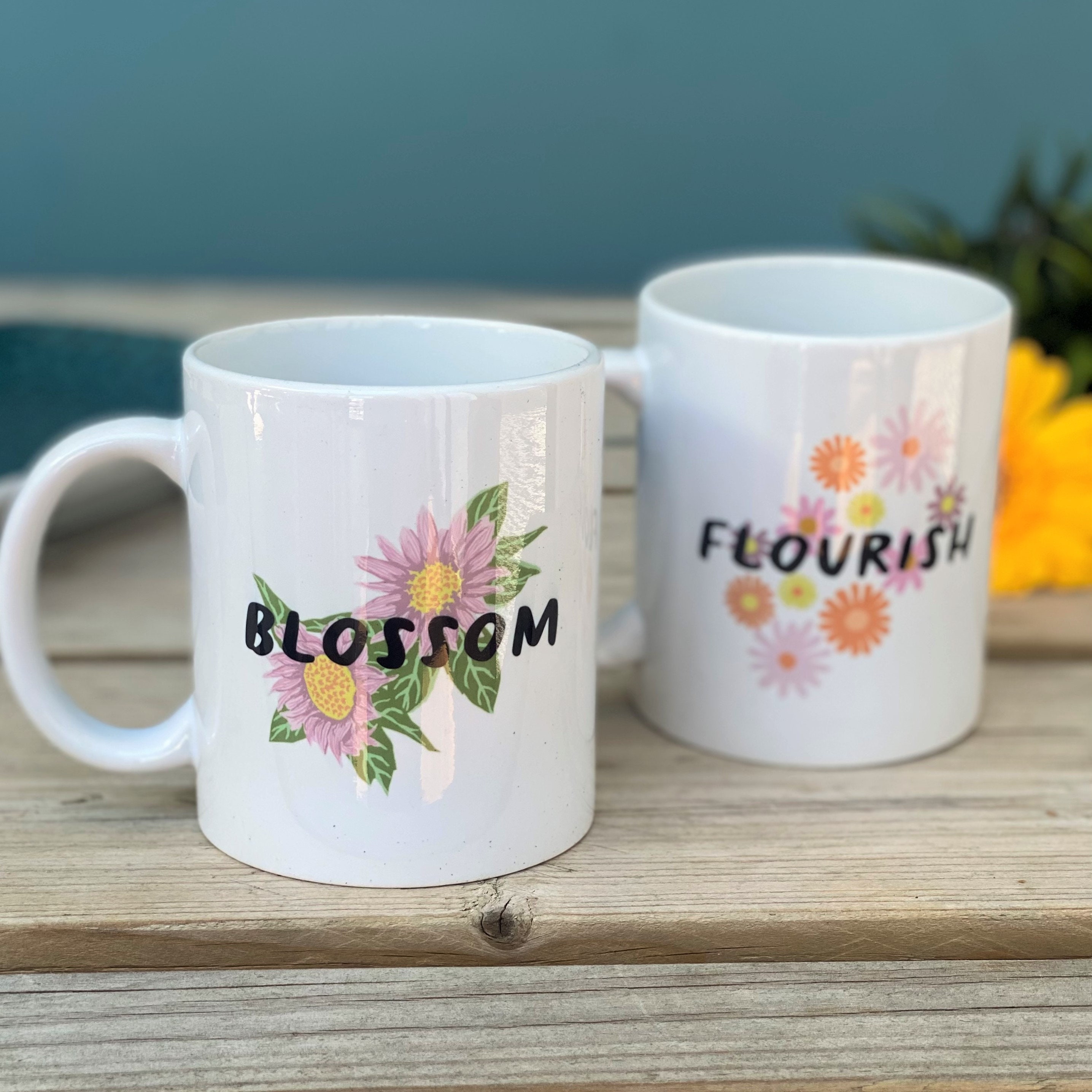 Floral China Mug Empowering China Mug Retro Design Etsy UK