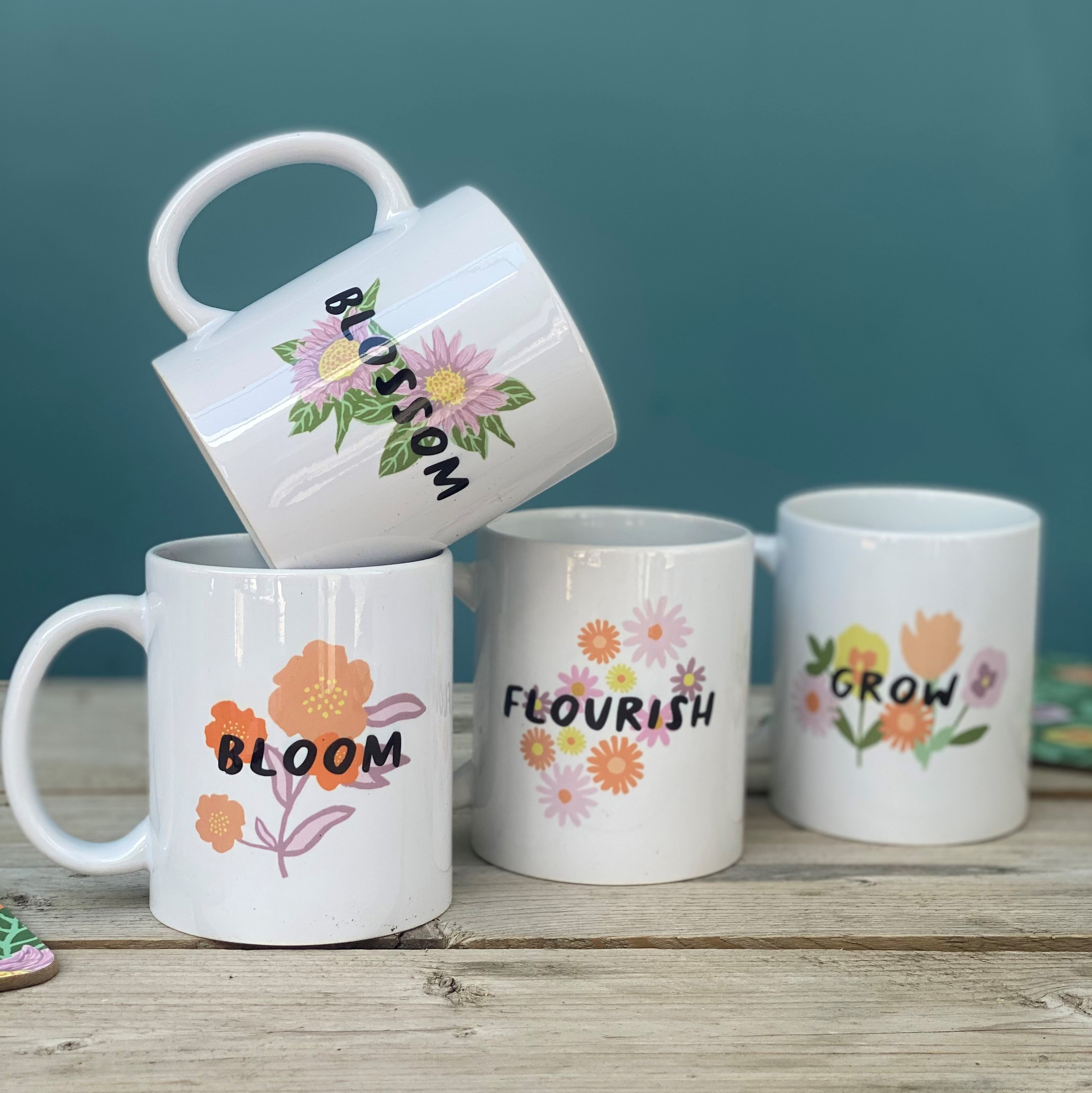 Floral China Mug Empowering China Mug Retro Design Etsy UK