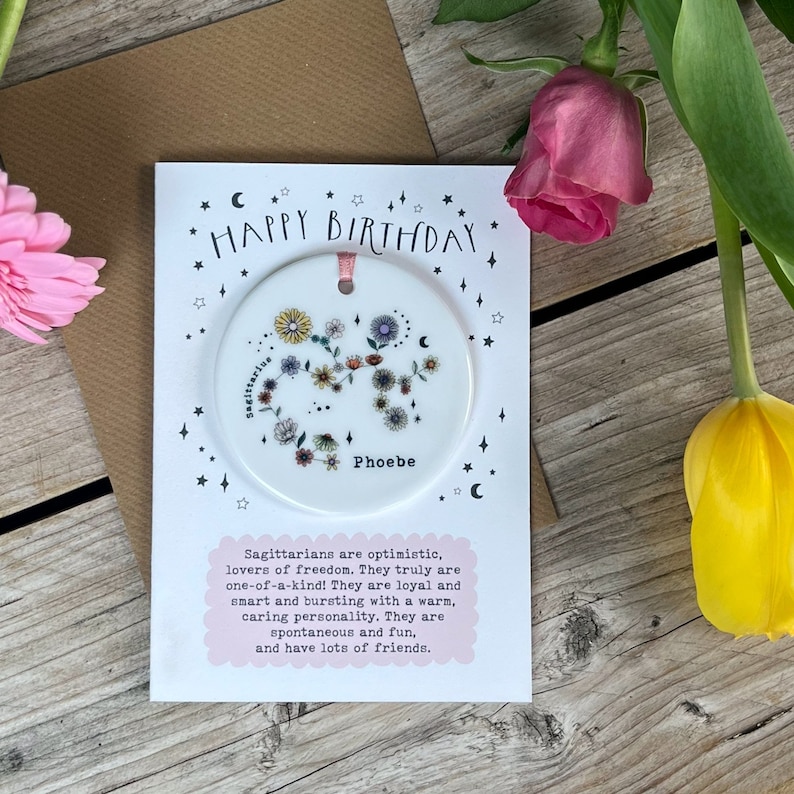 Zodiac Floral Star Constellation Birthday Card Best Friend Card Keepsake Birthday Card Birth Signs Star Signs personalised Card image 4