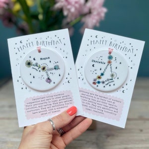 Zodiac Floral Star Constellation Birthday Card Best Friend Card Keepsake Birthday Card Birth Signs Star Signs personalised Card image 3
