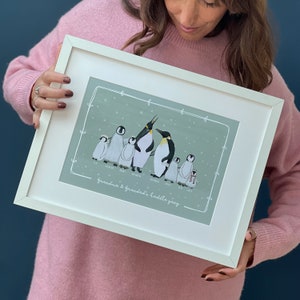 Penguin Family Portrait Print - Personalised Family Print - A4 or A3 Unframed