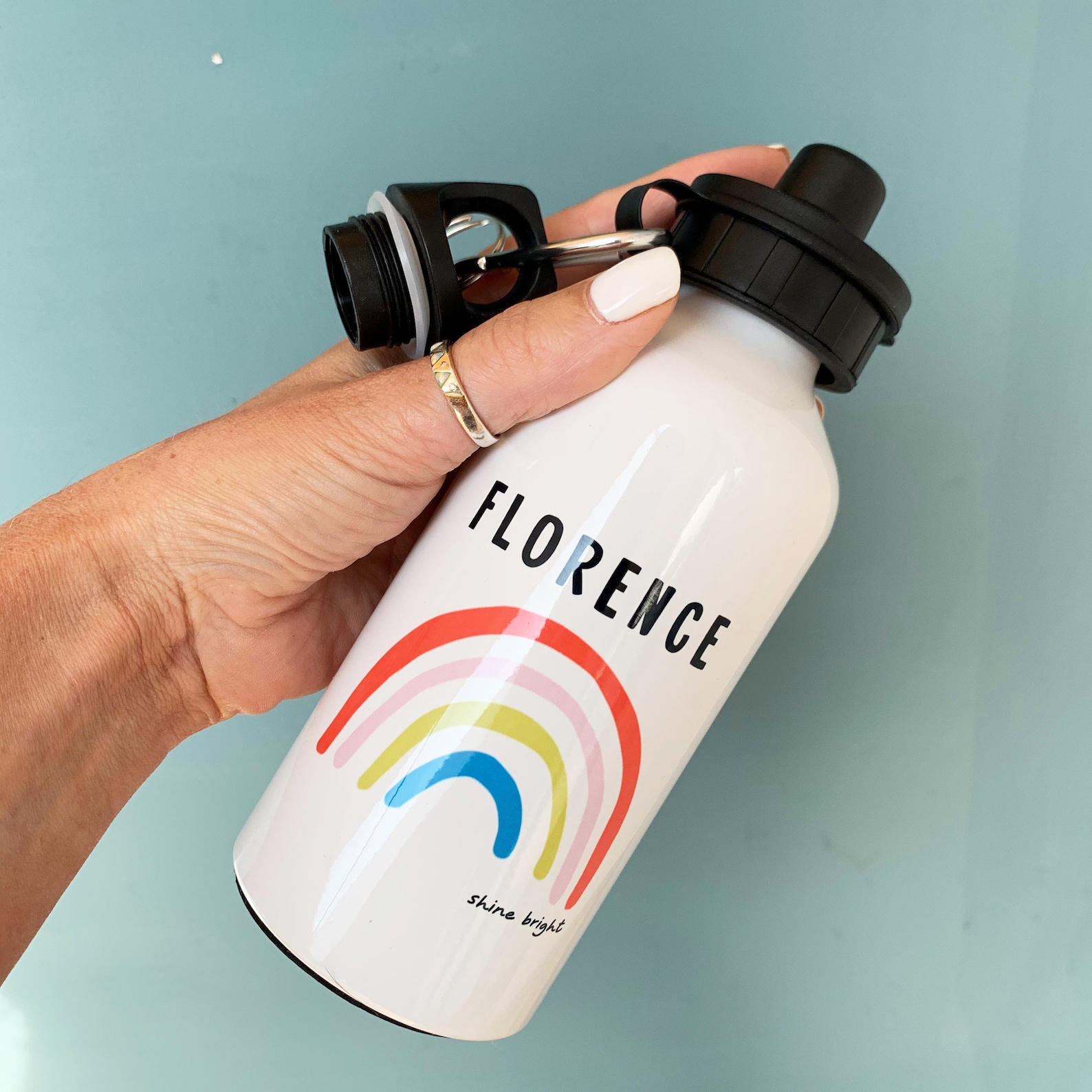 Rainbow Personalised Water Bottle Gift for Kids Rainbow Etsy