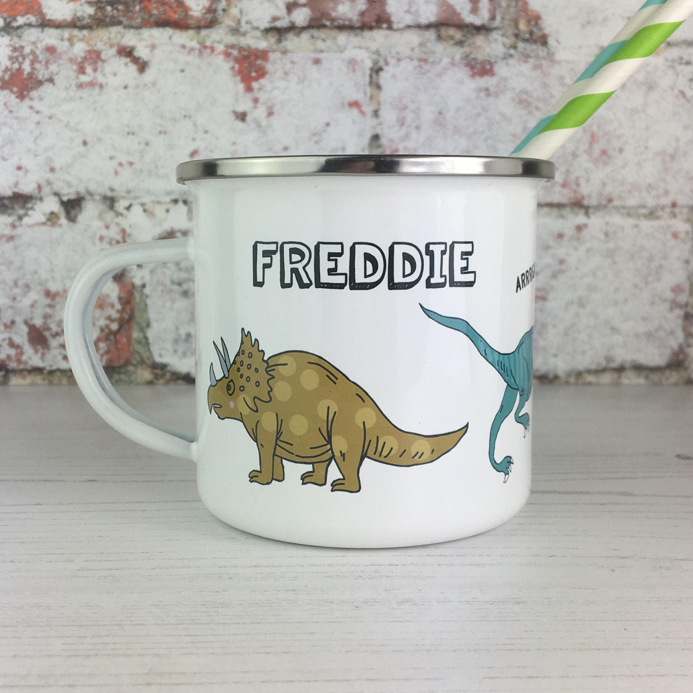 Dinosaur Enamel Mug Personalised kids Mug T Rex Mug Hot Etsy